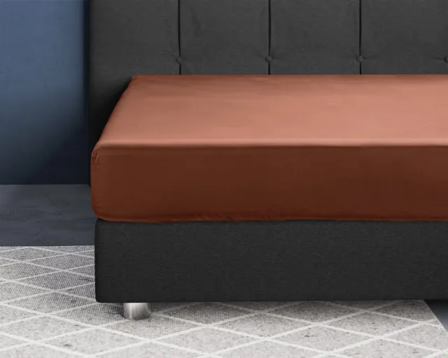 Primaviera Deluxe Satijnen Hoeslaken Bruin 160 x 220 Zwart, Wit, Taupe, Grijs, Creme, Antraciet