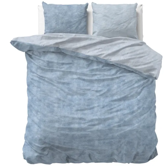 Sleeps Washed Cotton Flanel Dekbedovertrek 200x200/220 cm - Heerlijk Warm en Zacht Blauw