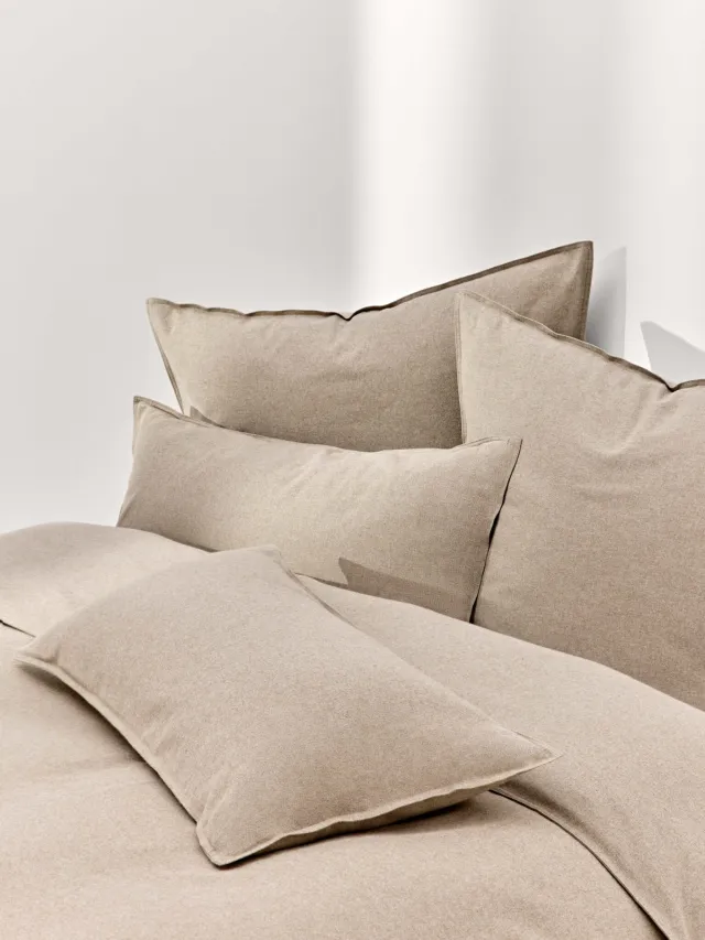 Westwing Collection Flanellen dekbedovertrek Katja Beige