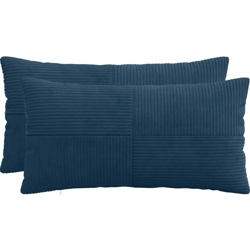 vidaXL Kussensloop 2 st ALMELO Marineblauw 40 x 70 cm corduroy, foto 3