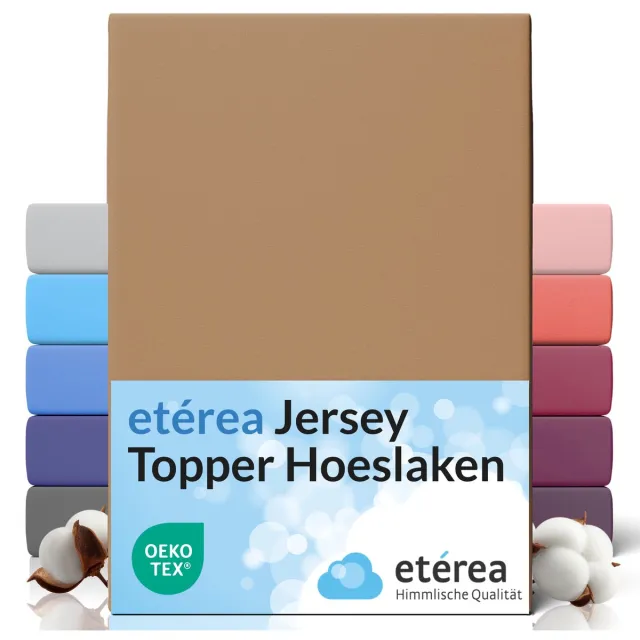 etérea Himmlische Qualität etérea Topper Jersey Hoeslaken 90x200 - 100x200 cm Oekotex Made in Green - 100% katoen - Stopverf Stucco