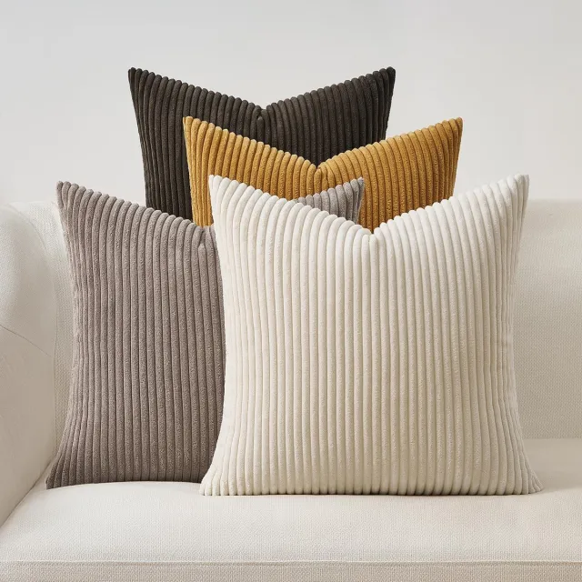 Ibenzoa Kussenslopen set van 4 in corduroy fluweel voor decoratieve toepassingen Kleurjik