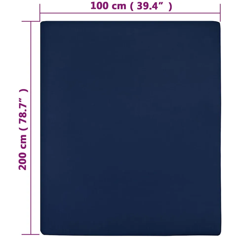 vidaXL Hoeslakens 2 st jersey 100x200 cm katoen marineblauw, foto 3