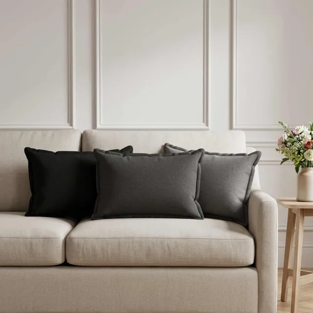 vidaXL Kussensloop 2 st HOUTEN Zwart 40 x 60 cm Faux Linnen
