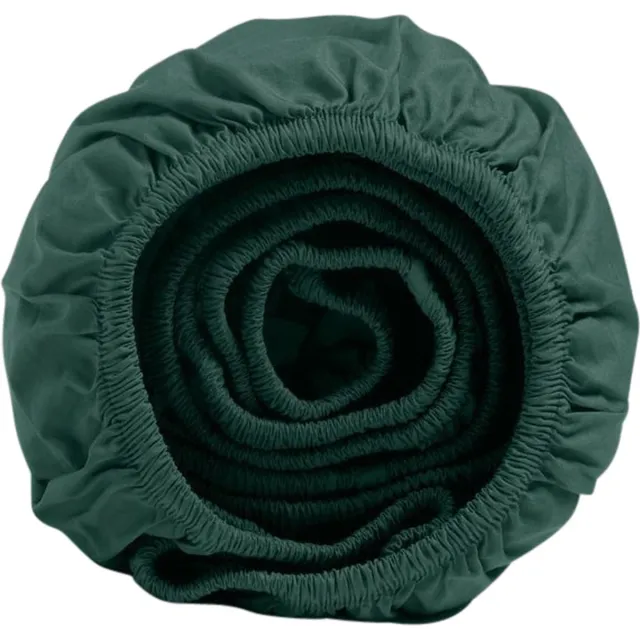 Yumeko hoeslaken percal katoen bosgroen 180x210x30 - Bio, eco & fairtrade Forest Green