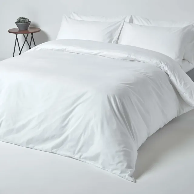 Homescapes Dekbedovertrek 230x220 cm Lits-jumeaux – Wit – 100% Egyptisch Perkal Katoen – 200 TC – Inclusief 2 Kussenslopen