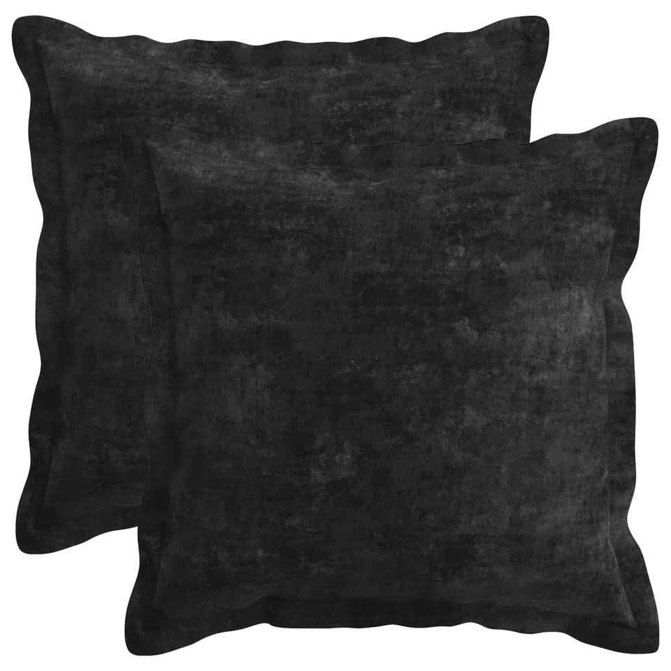 vidaXL Kussensloop 2 st HOUTEN Antraciet 45 x 45 cm Chenille Stof, foto 3