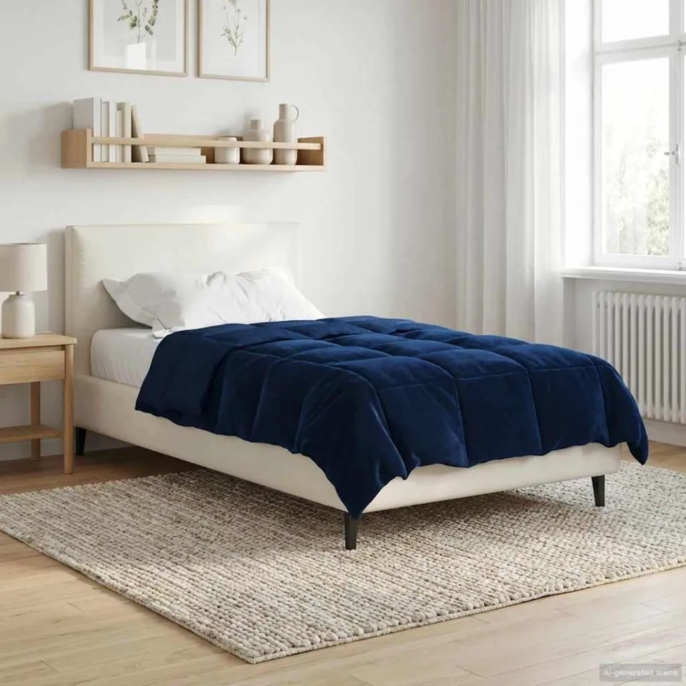 vidaXL Vol jaar dekbed 155 x 220 cm Microfiber (100% polyester) blauw, foto 4
