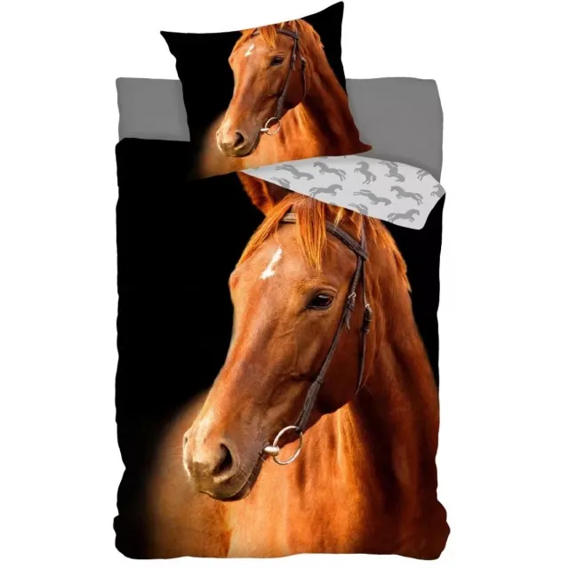 Sweet Home dekbedovertrek Horses 140 x 200 cm - 70 x 90 cm - katoen Blauw