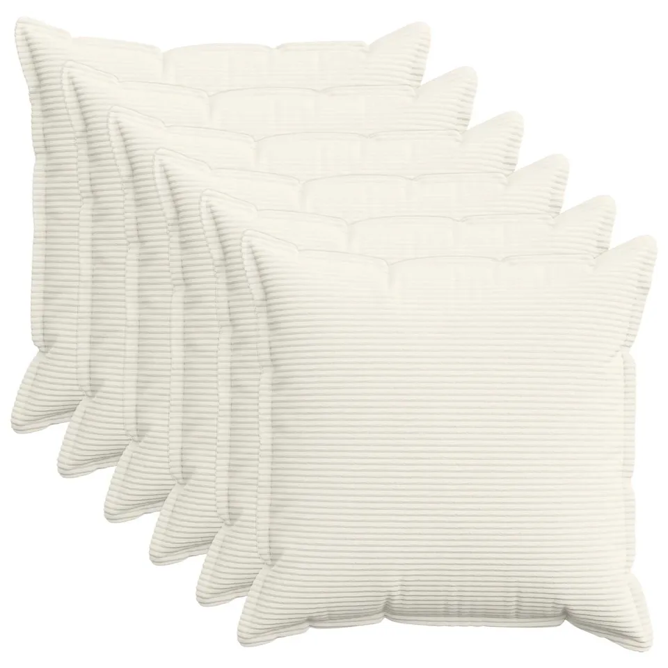 vidaXL Kussensloop 6 st HOUTEN Crèmekleurig 70 x 70 cm corduroy, foto 3