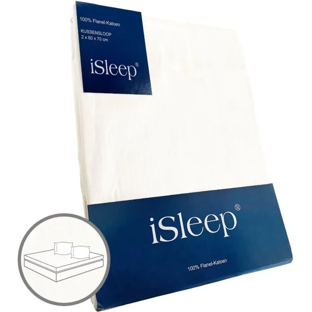 iSleep Flanel Kussensloop (2 Stuks) - 100% Flanel Katoen - 60x70 cm - Wit