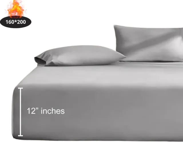 Livano Hoeslaken Set - Inclusief Kussensloop - 3 Delige Set - Beddengoed - Fitted Sheet - Pillow Case - Bed - Lichtgrijs 160 x 200