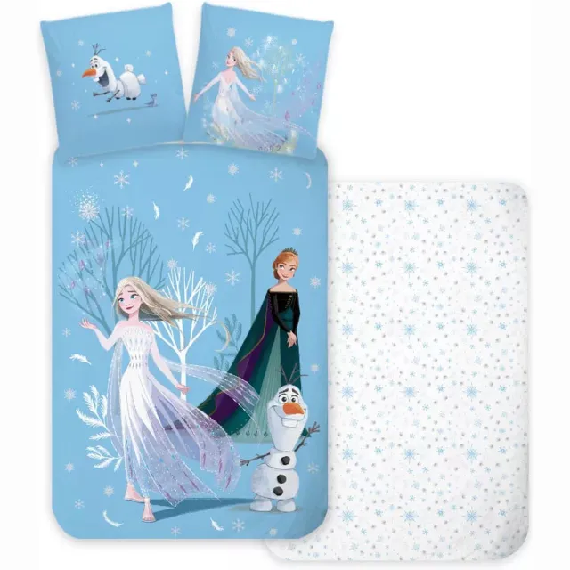 Disney Frozen Dekbedovertrek Sneeuw- 140 x 200 cm - Katoen - 70 x 90 cm Lichtblauw