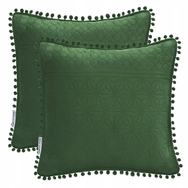 AmeliaHome Decoratieve Kussenhoezen Groen 45x45 cm - Set van 2