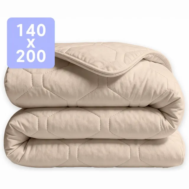 Happybed Dekbed zonder overtrek 140x200 - Wasbaar Dekbed - Bedrukt dekbed zonder hoes - Hoesloos Dekbed - Eenpersoonsdekbed - Taupe