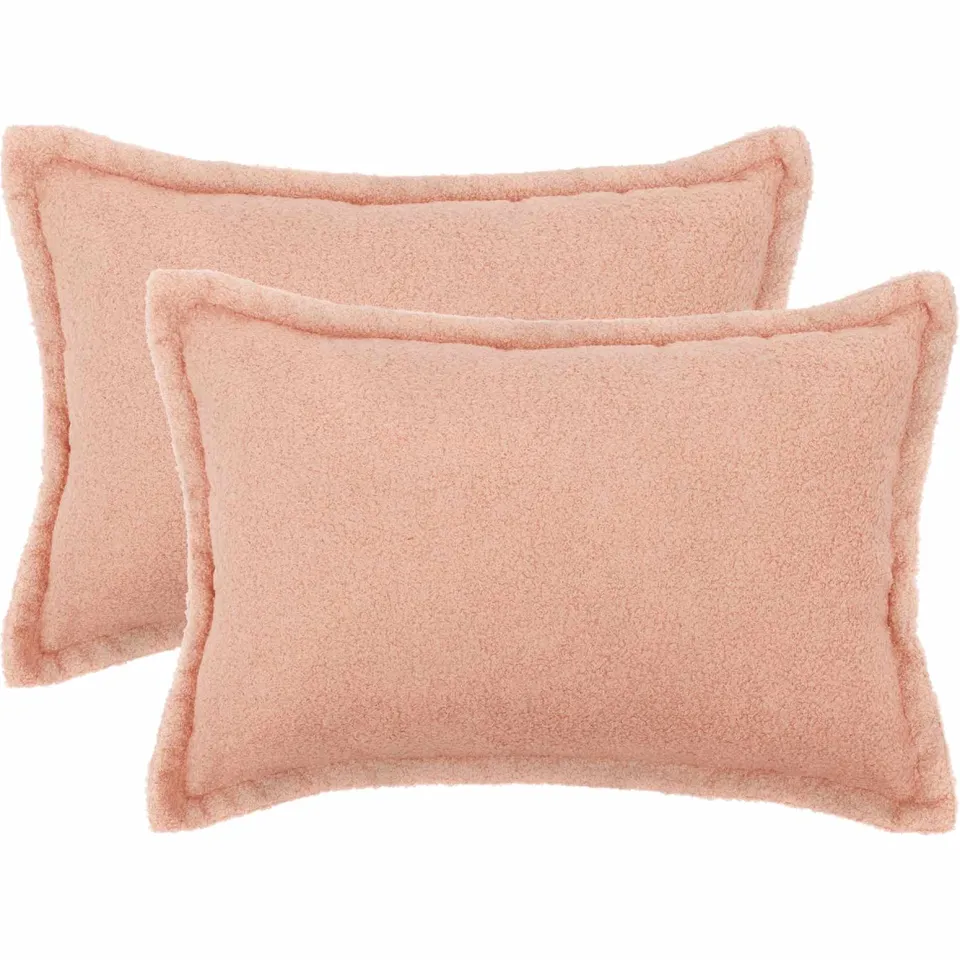 vidaXL Kussensloop 2 st HOUTEN Roze 50 x 80 cm Bouclé, foto 3