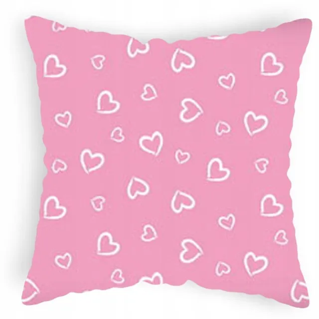 Designpremium Roze kussenhoes met hartjes, 40x40 cm, 100% katoen