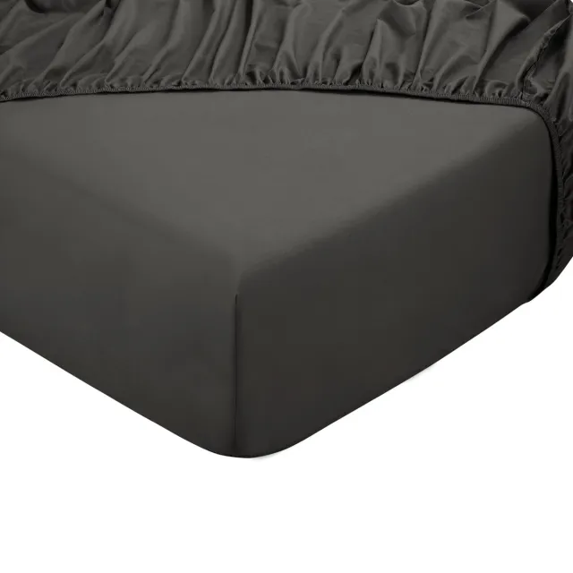 DoubleDry Hoeslaken 100% Natuurlijk Katoen - Tweepersoons 140x200 cm - Zacht & Ademend - Rondom Elastiek - Antraciet