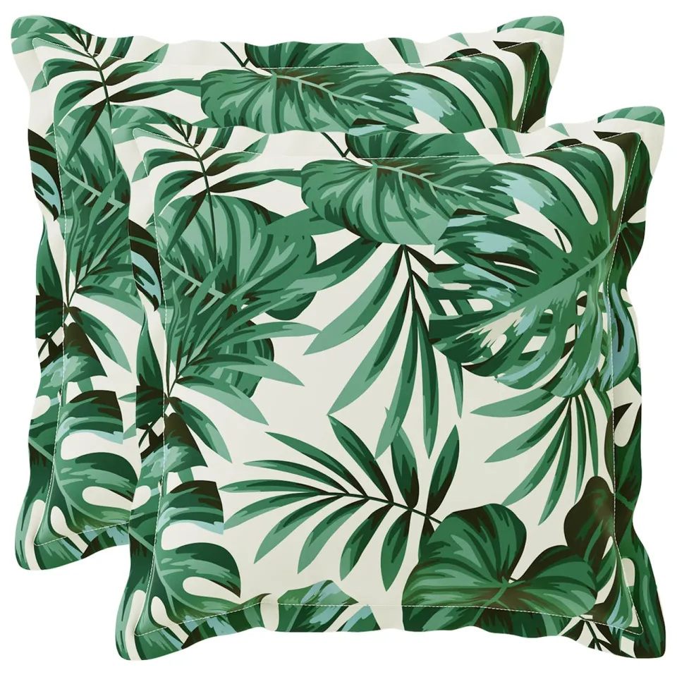 vidaXL Kussensloop 2 st HOUTEN Bladpatroon 35 x 35 cm Polyester groen, foto 3