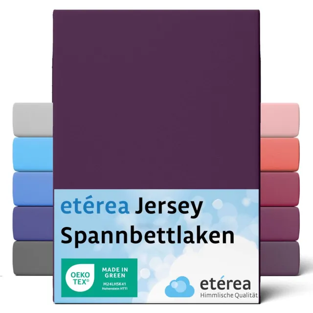 etérea Himmlische Qualität etérea Jersey Hoeslaken 100x200 - 120x200 cm Oekotex Made in Green - 100% katoen - Pruim