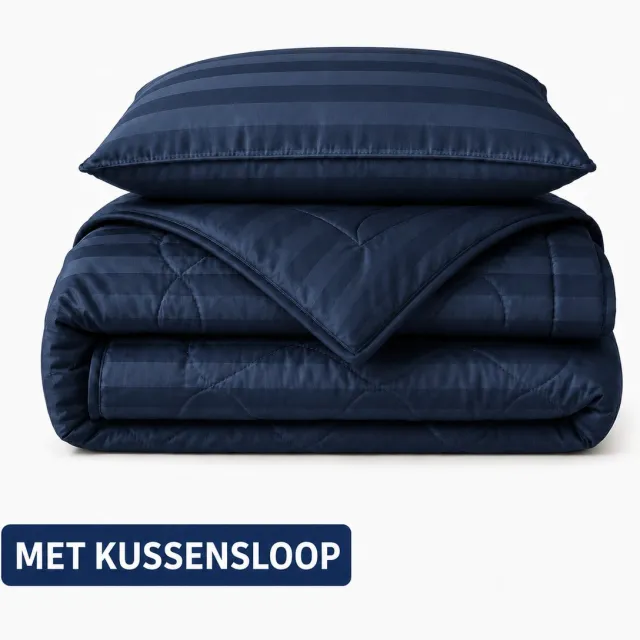 decoware Dekbed Zonder Overtrek 140x200 cm - Navy - Hotel Velvet – Met Kussensloop - Wasbaar - Hoesloos Dekbed