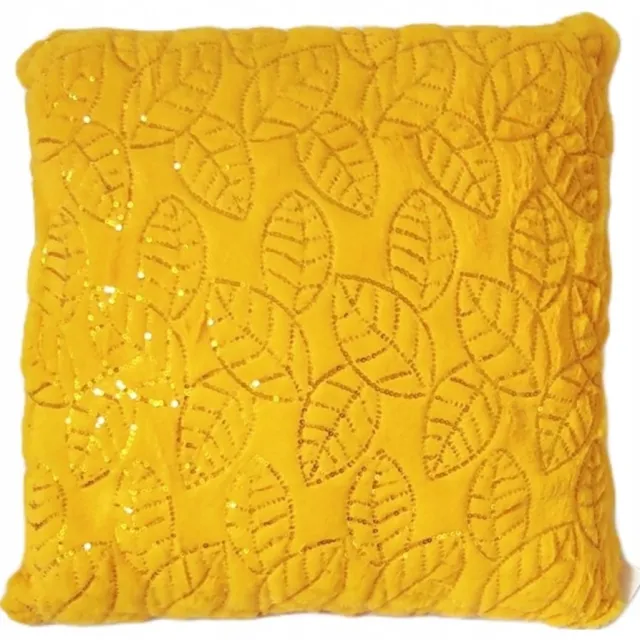 Granda Kanarie Gele Pluche Kussenhoes 40x40 cm met pailletten Kanariegeel