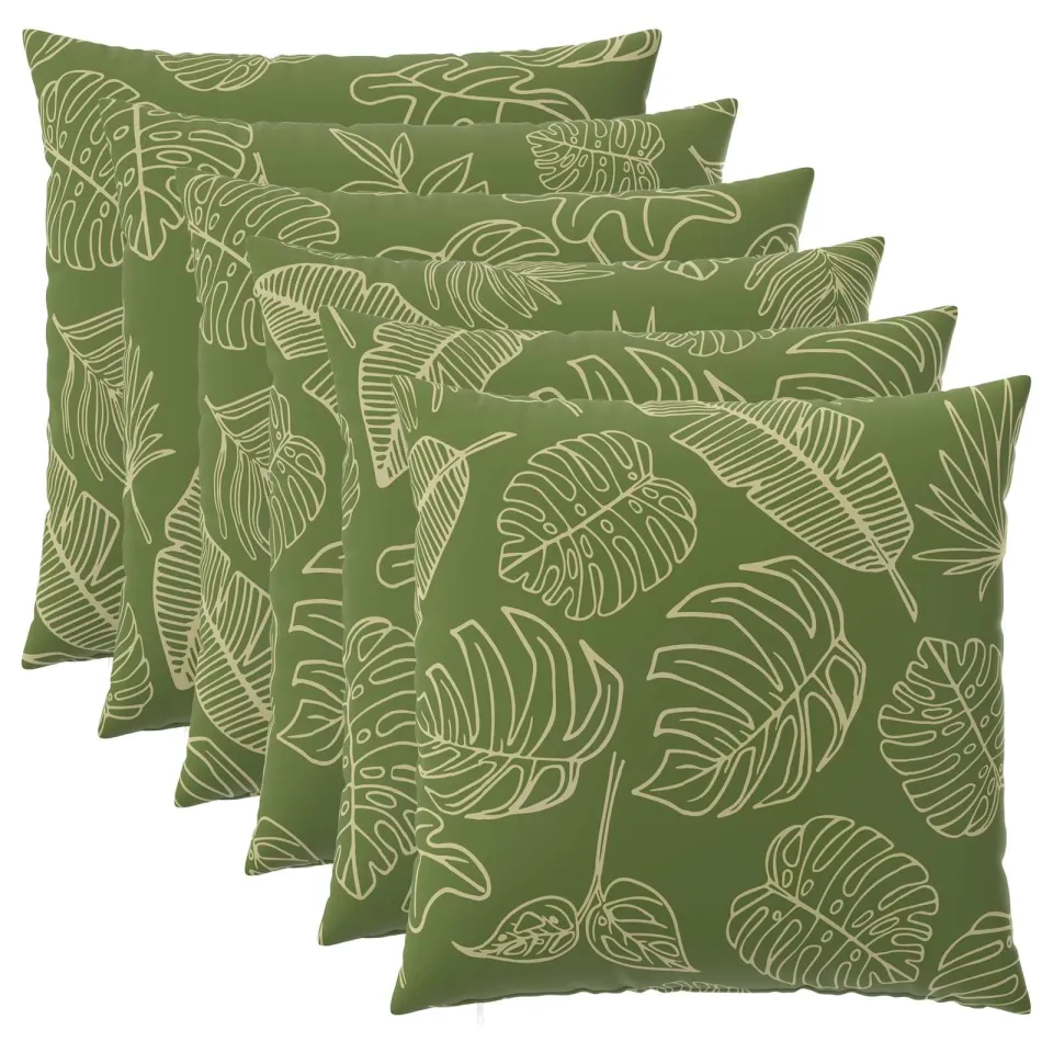 vidaXL Kussensloop 6 st HEERLEN Bladontwerp 65 x 65 cm Polyester Groen