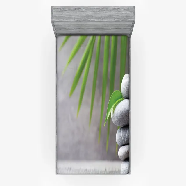 ABAKUHAUS rok hoeslaken, Spa thema therapie en massage, zacht stof beddengoed rondom elastiek, 90 x 200 cm, meerkleurig