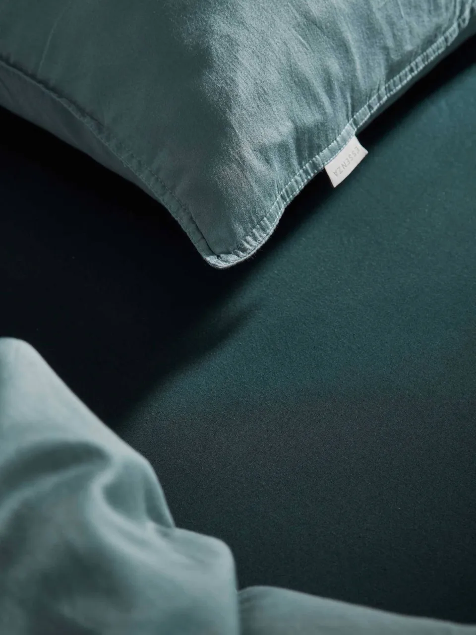 Essenza Minte katoensatijnen dekbedovertrek denim blauw, foto 5