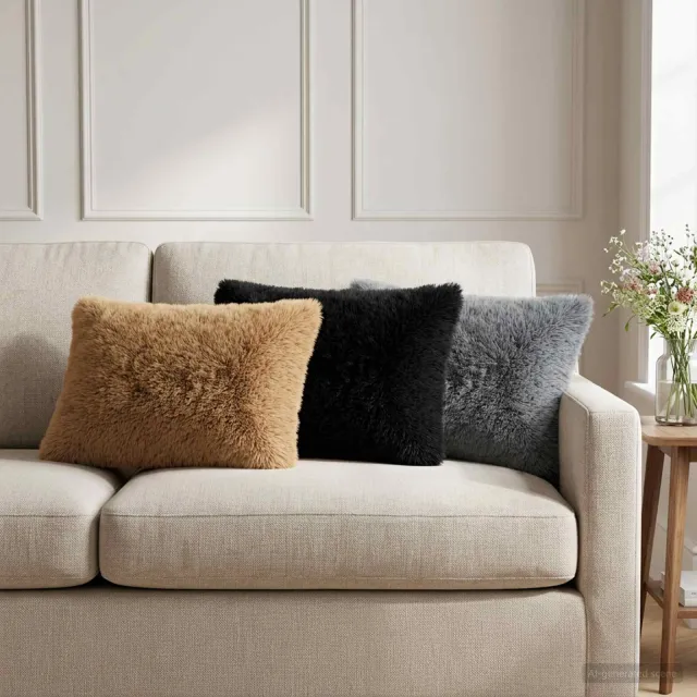 vidaXL Kussensloop 6 st HEERLEN Zwart 40 x 60 cm PV Fleece