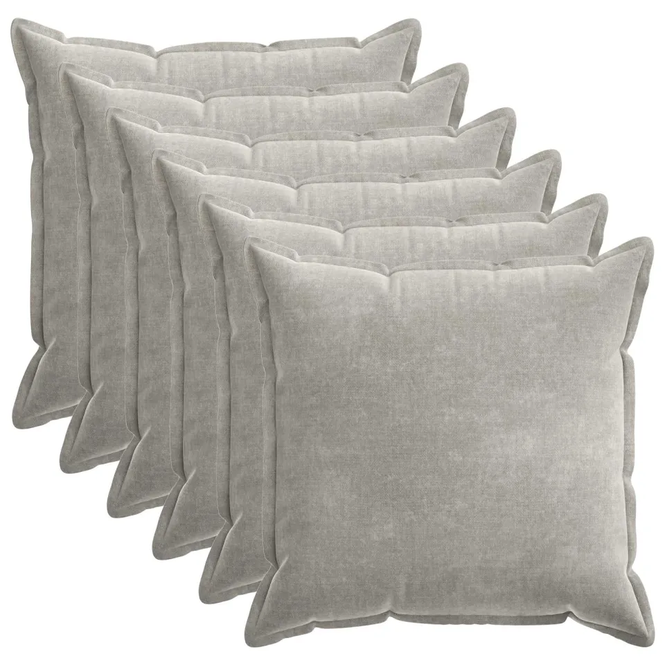 vidaXL Kussensloop 6 st HOUTEN Lichtgrijs 80 x 80 cm Chenille Stof, foto 3