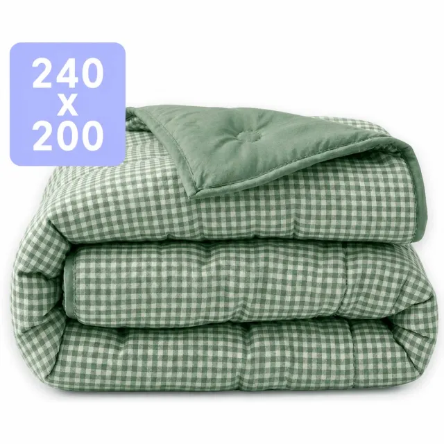 Happybed Dekbed zonder overtrek 240x200 - Wasbaar Dekbed - Bedrukt dekbed zonder hoes - Hoesloos Dekbed - Lits Jumeaux - Groen