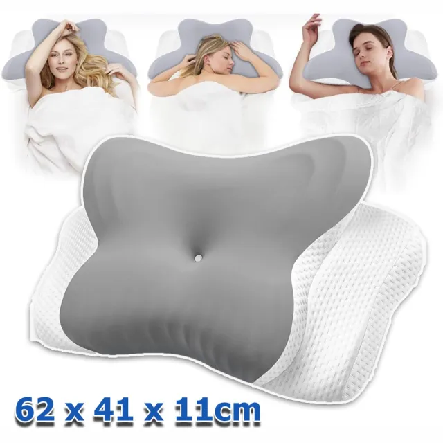 CHOOLY Traagschuim Kussen - Ergonomisch Nekkussen - Traagschuim Kussen Voor Zij- Rug- En Buikslapers Ter Verbetering Van De Slaapkwaliteit - 62 × 41 × 13/11cm grijs
