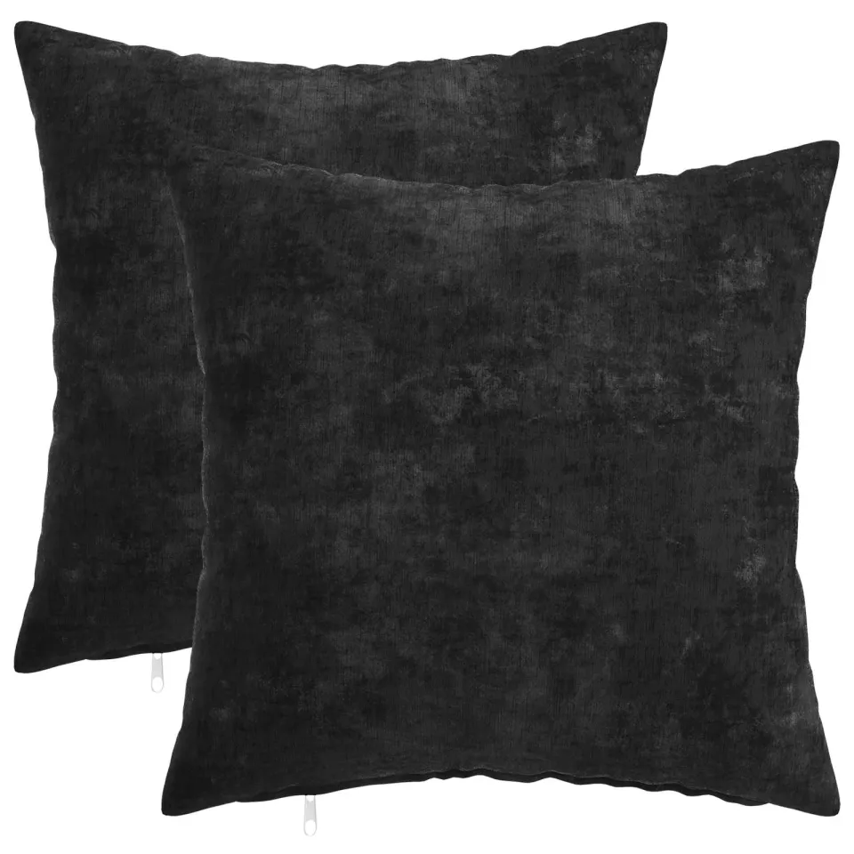 vidaXL Kussensloop 2 st HEERLEN Antraciet 45 x 45 cm Chenille Stof, foto 3