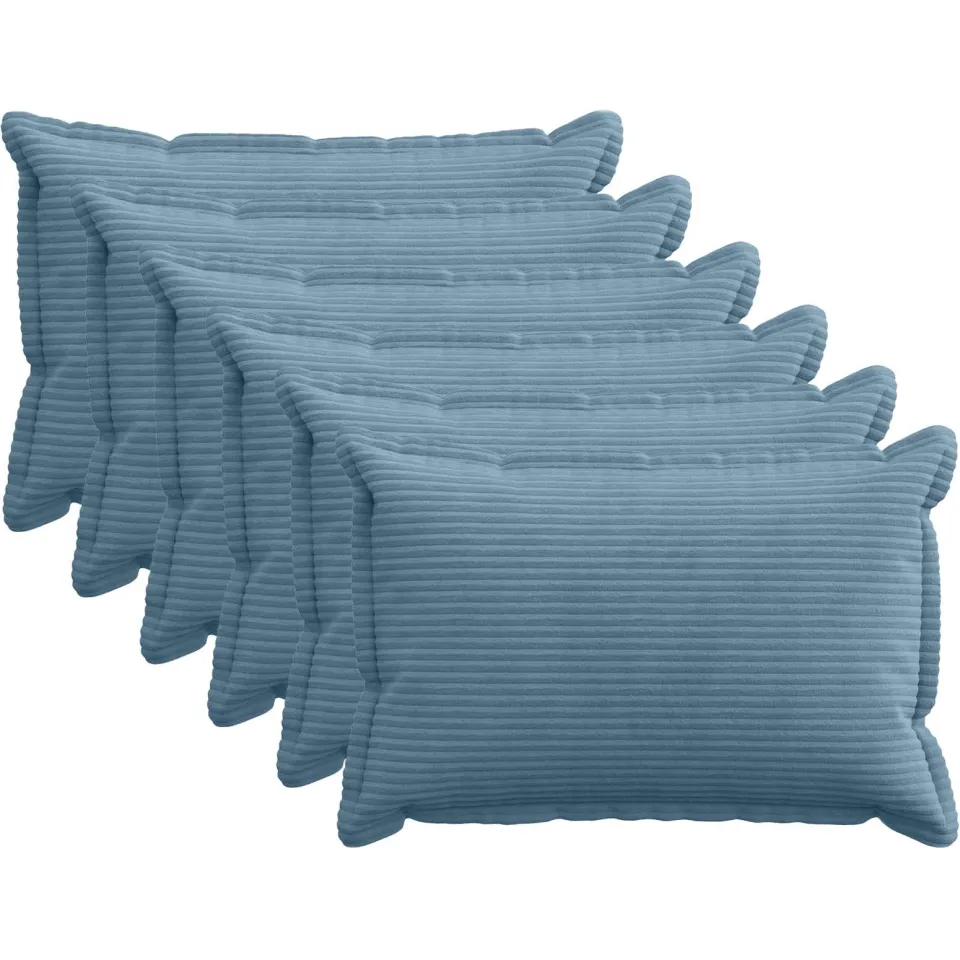 vidaXL Kussensloop 6 st HOUTEN Blauw 40 x 60 cm corduroy, foto 3