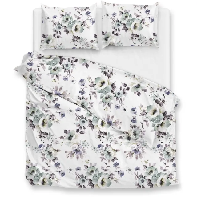 Zohome Dekbedovertrek Celia - Bedlinnen met Bloemen print - Wit - Dekbedhoes van 100% Katoen-Flanel, foto 3