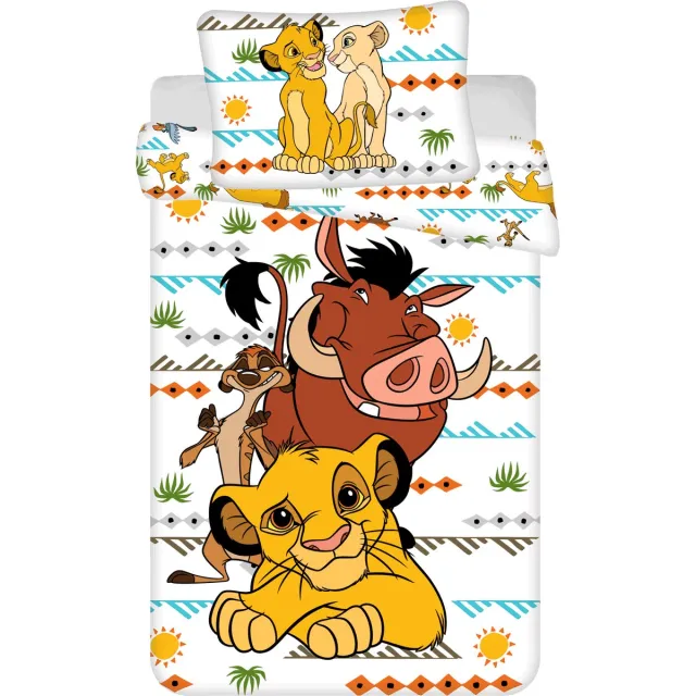 Disney The Lion King Dekbedovertrek Timon en Pumba - 140 x 200 cm Wit;Geel;Kleurrijk