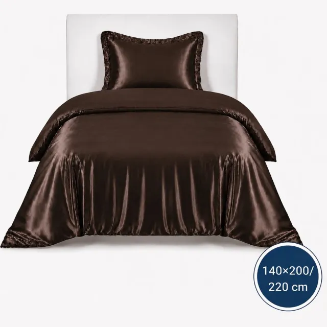Roden Blue Satijnen Dekbedovertrek - Bruin - 1400x200/220 - Luxe & Koel - Zacht & Ademend - Incl. Kussensloop