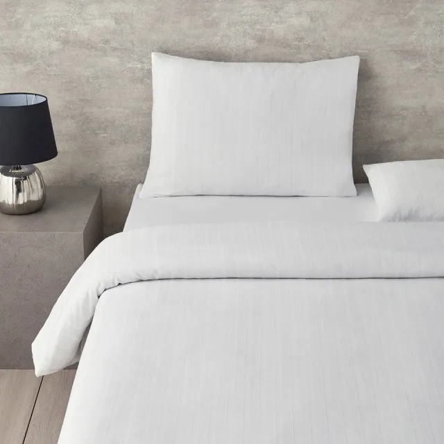 English Home Diamond Silky Cotton - Tweepersoons -Dekbedovertrekset - Zijdeachtig Katoenen - Incl. Hoeslaken 160x200 - 2 kussenslopen - 200 x 220 cm - Wit