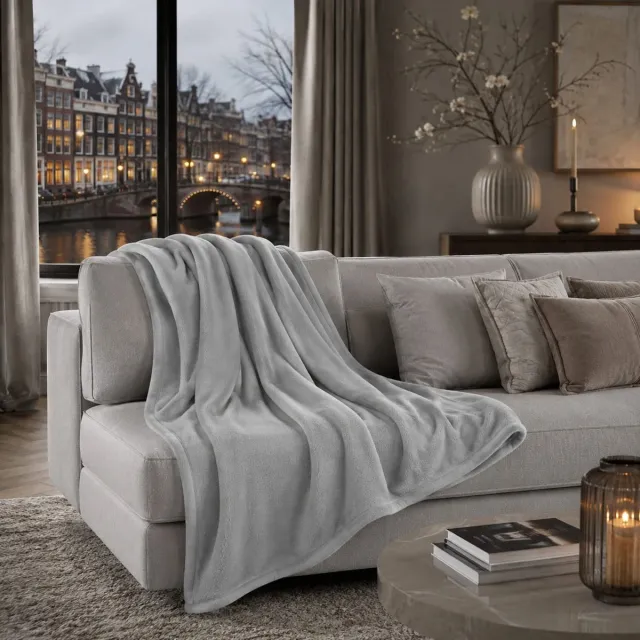 Lano&Go Fleece Deken | Zacht & Warm | 150 x 200 cm | Grijs | Microvezel | Woonkamer, Bank en Picknick