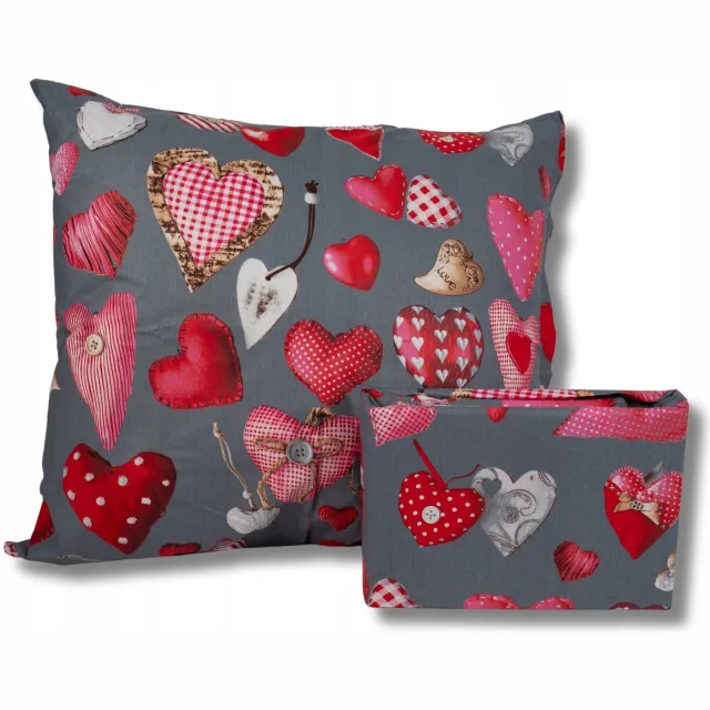 DrBED Pościel Walentynkowa - 160x200 cm - 2x70x80 cm - 100% Katoen Grafiet;Rood;Roze