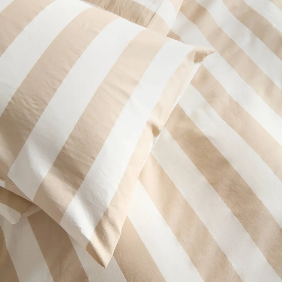 NOUS Living katoenen gestreepte 2-persoons dekbedovertrek 200x220 cm - zand/offwhite, foto 6