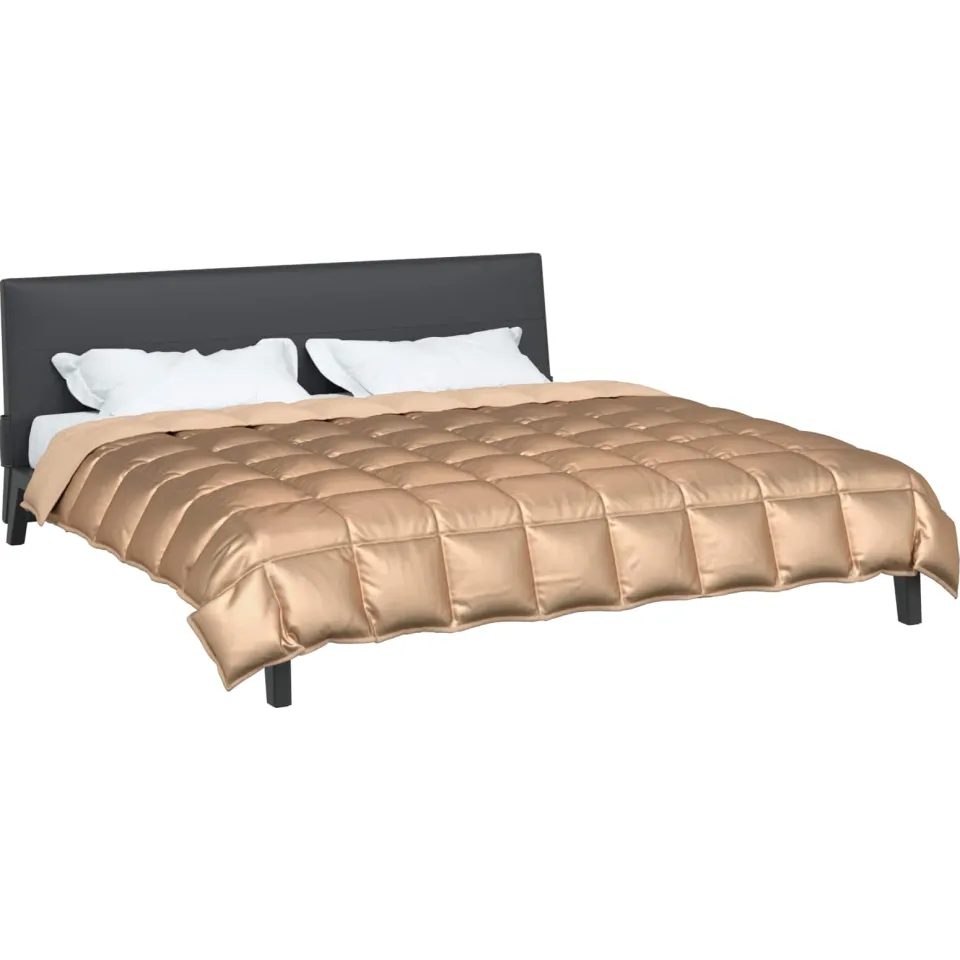 vidaXL Winter Dekbed 200 x 200 cm 450 gsm Satijn en microvezel Goud, foto 2