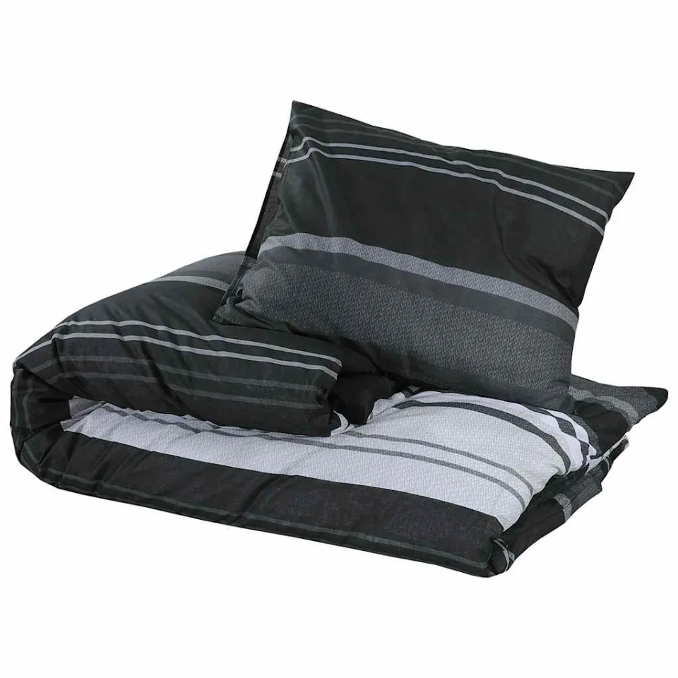 vidaXL 2 st 260 x 220 cm + 50 x 75 cm 100% Cotton Black Stripes Zwart