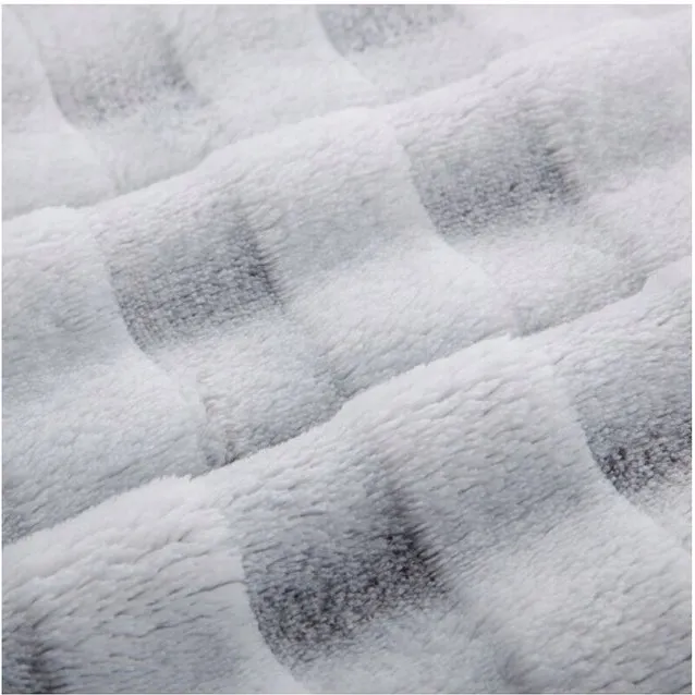 Eurofirany Zacht 3D Geruit Pluche Plaid - 70x160 cm - Extra Dik & Warm Grey