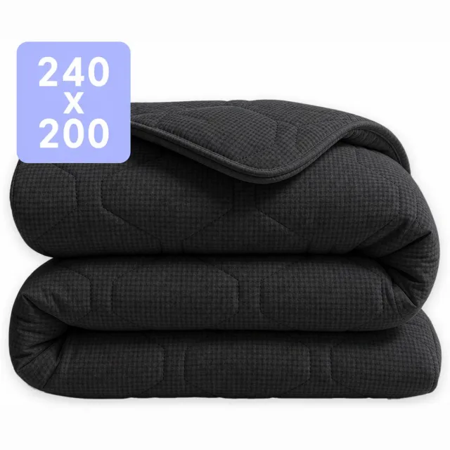 Happybed Dekbed zonder overtrek 240x200 - 100% Katoen - Wasbaar Dekbed - Bedrukt dekbed zonder hoes - Hoesloos Dekbed - Lits Jumeaux - Black