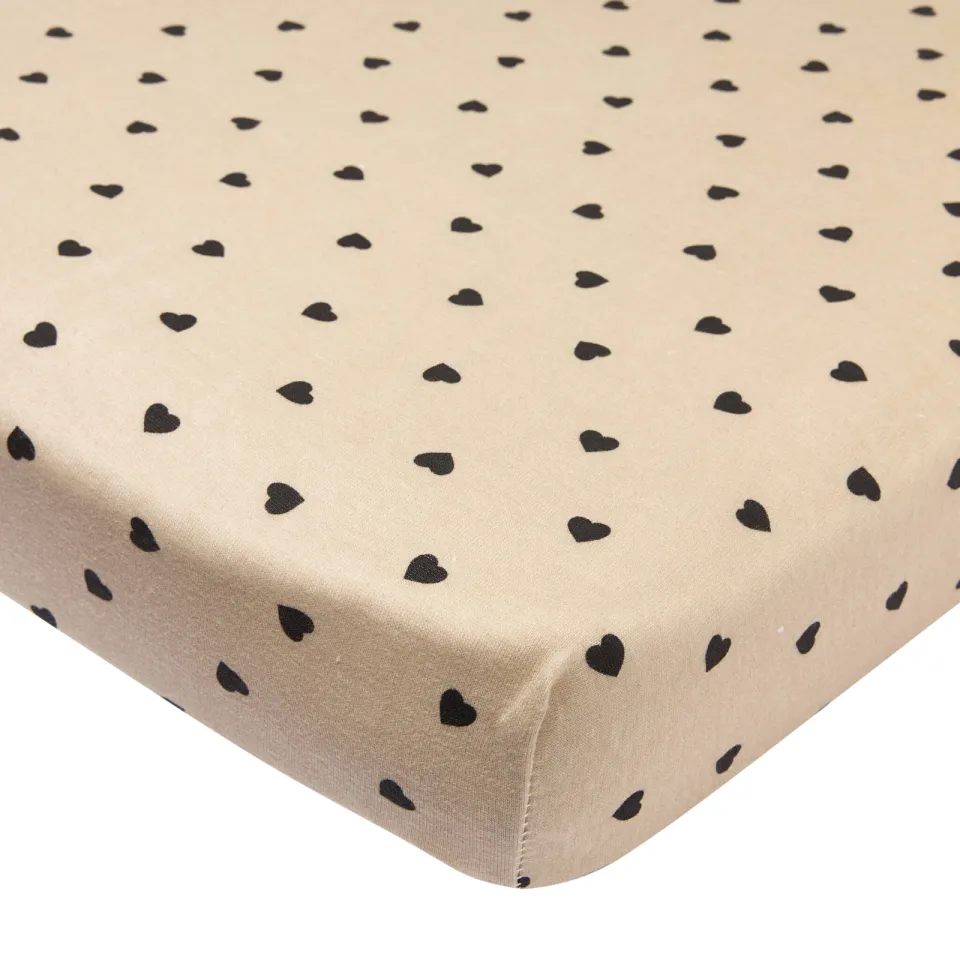 Meyco boxmatras hoeslaken Sweet Heart beige/zwart, foto 2