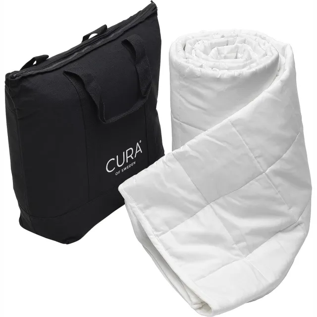 Cura of Sweden Pearl Classic Gewichtsdeken, 150 x 210 cm, 3 kg, anti-stress therapiedeken, zware deken voor een diepe slaap en een beter herstel, zwaar dekbed van 100% katoen, zwaar gewogen deken wit