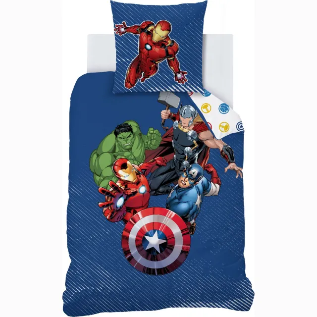 Marvel Avengers Dekbedovertrek Team - Eenpersoons - 140 x 200 cm - Katoen Blauw