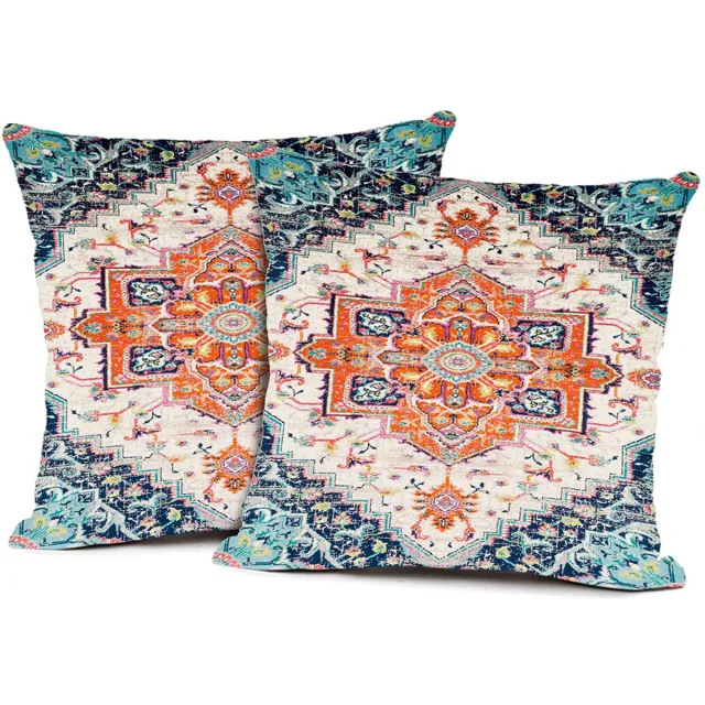 KZQ Kussenslopen - Set van 2 vierkante decoratieve kussenslopen in Boheemse stijl, zacht en duurzaam - Geschikt voor banken, woonkamers en slaapkamers - 50x61 cm - Patroon Bloem
